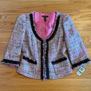INC International Concepts Pink Multicolor Tweed Blazer